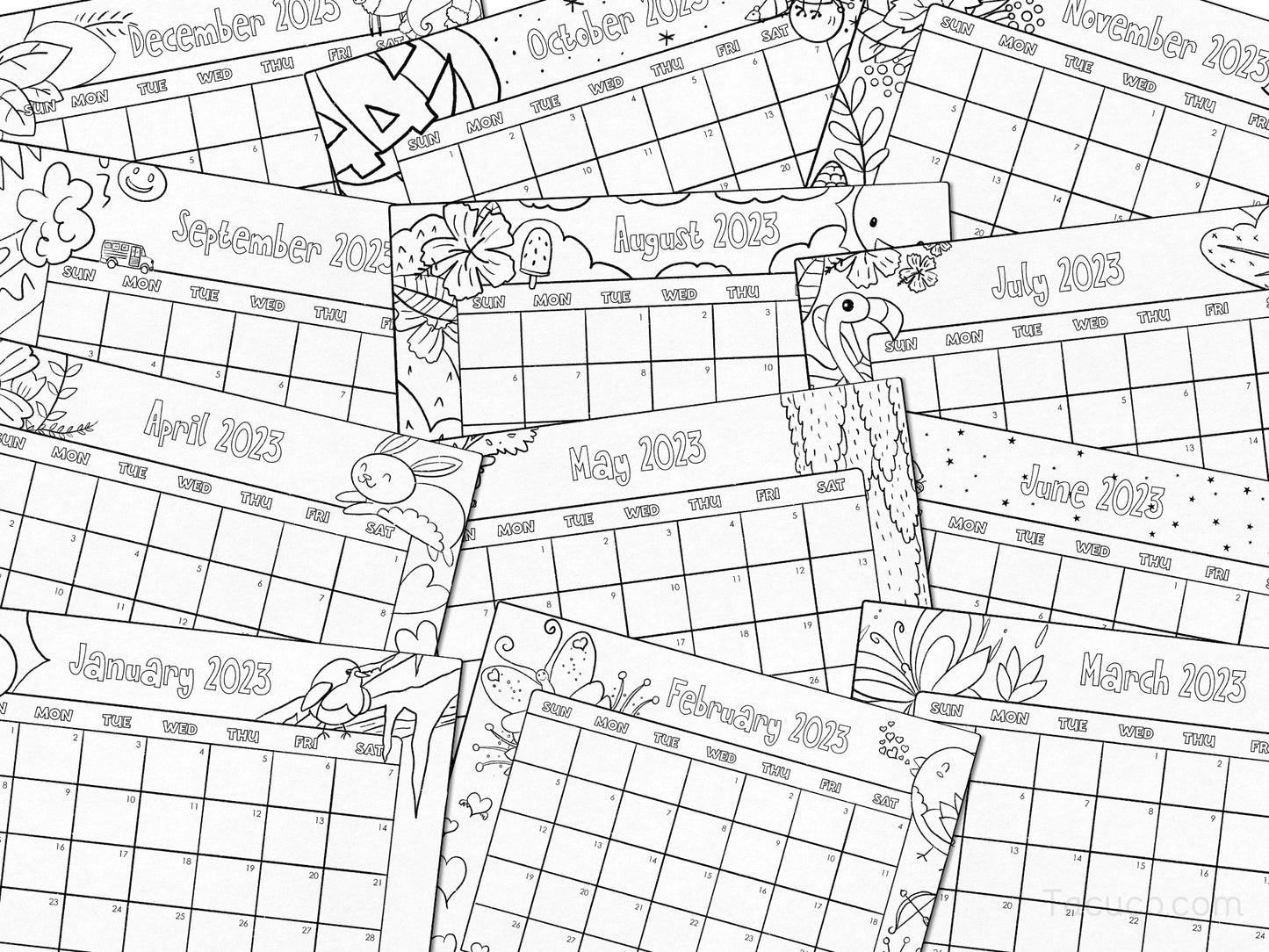 Coloring Calendar for Kids