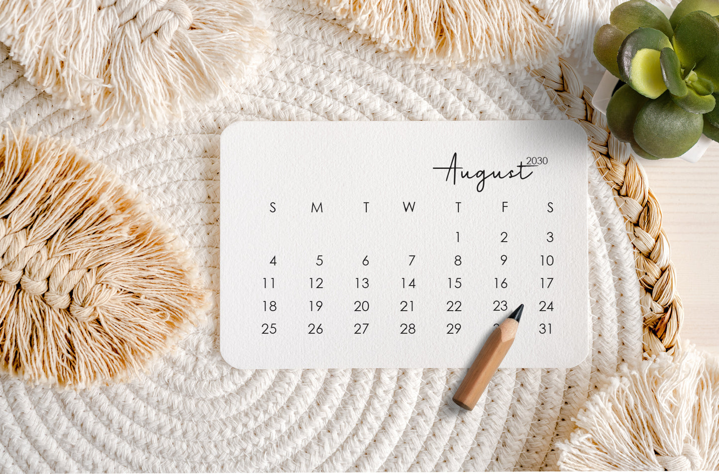 Mini calendar 3x2''
