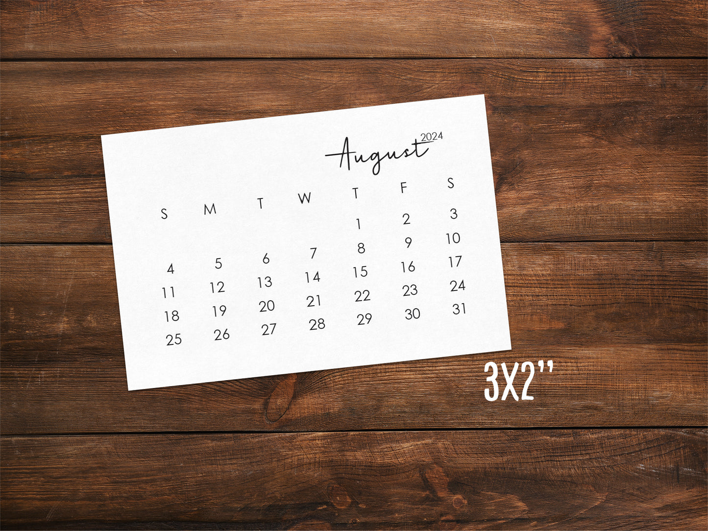 Mini calendar 3x2''