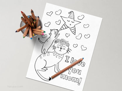 Mother's day coloring cards Tacucokids