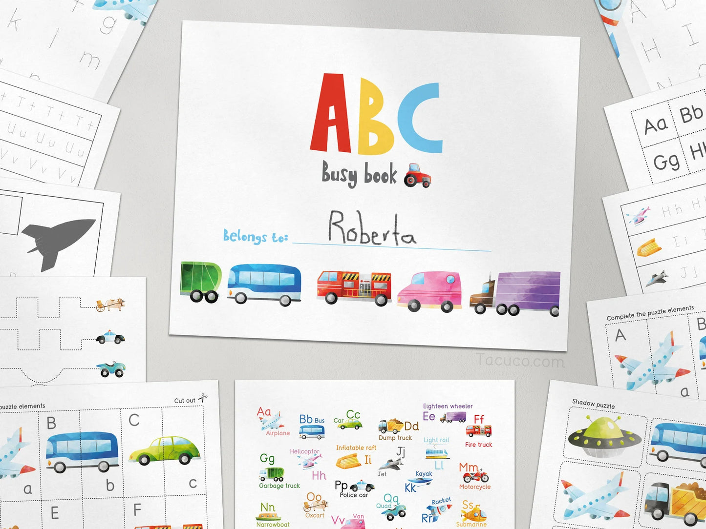 Transportation activity pack Tacucokids