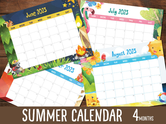 Summer calendar for kids