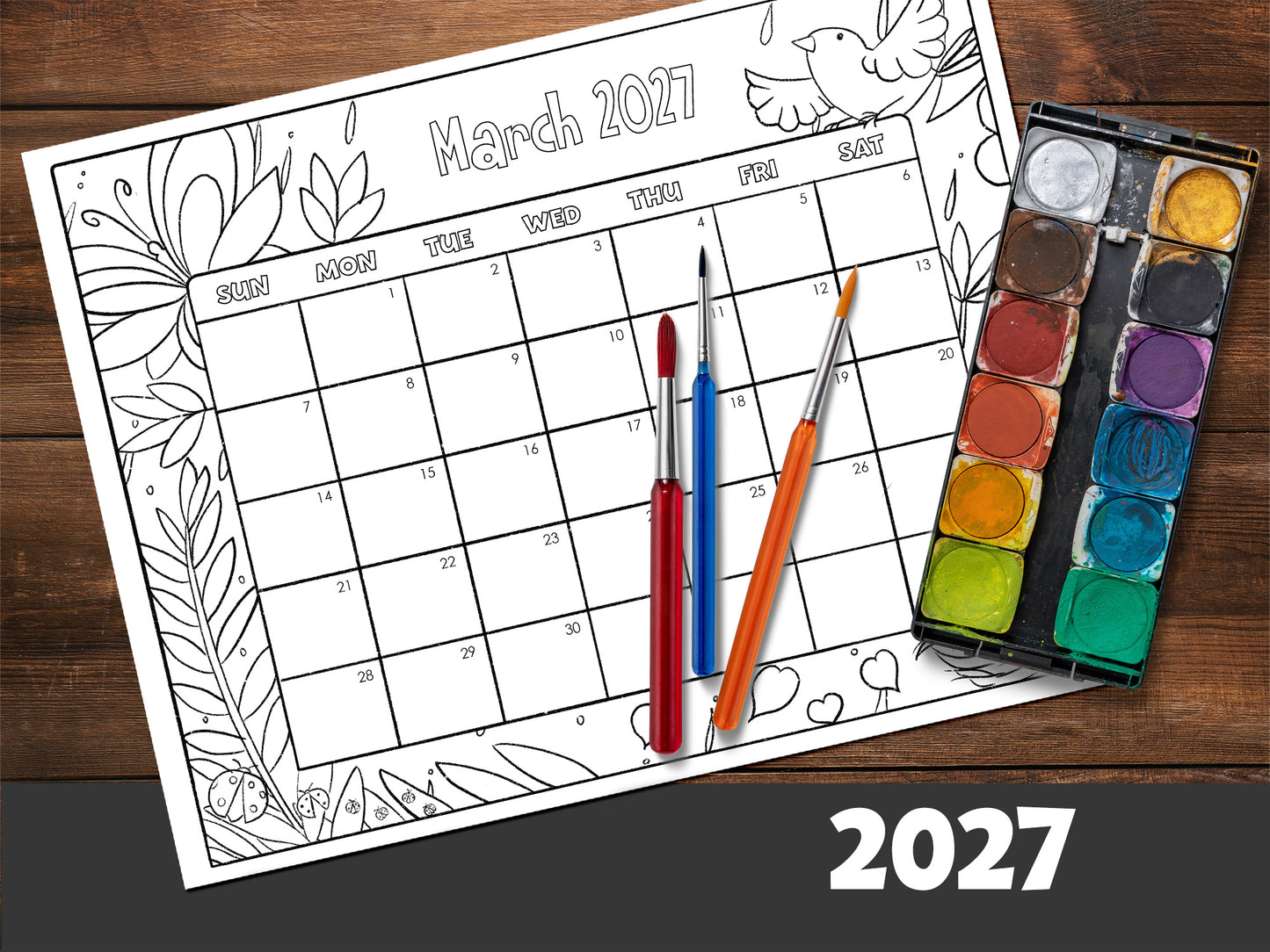 Calendario para colorear para niños
