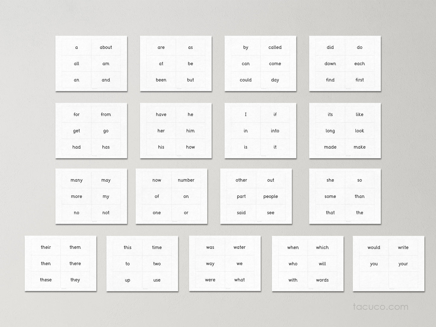 1st 100 Fry Sight Words flashcards Tacucokids