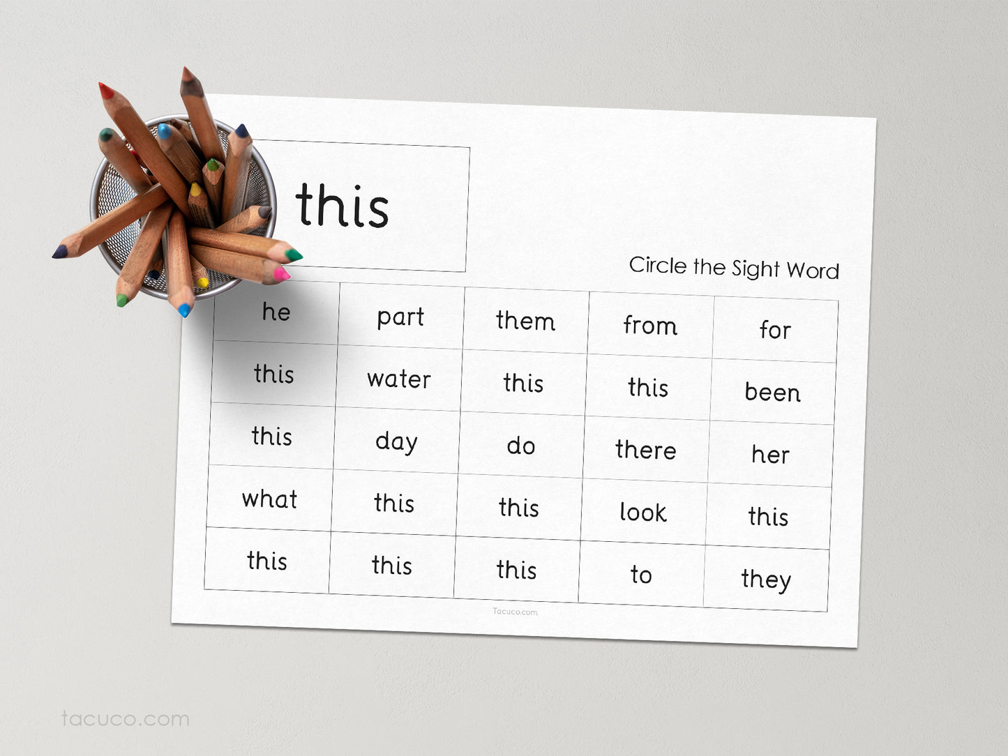 1st 100 Fry Sight Words practice Tacucokids