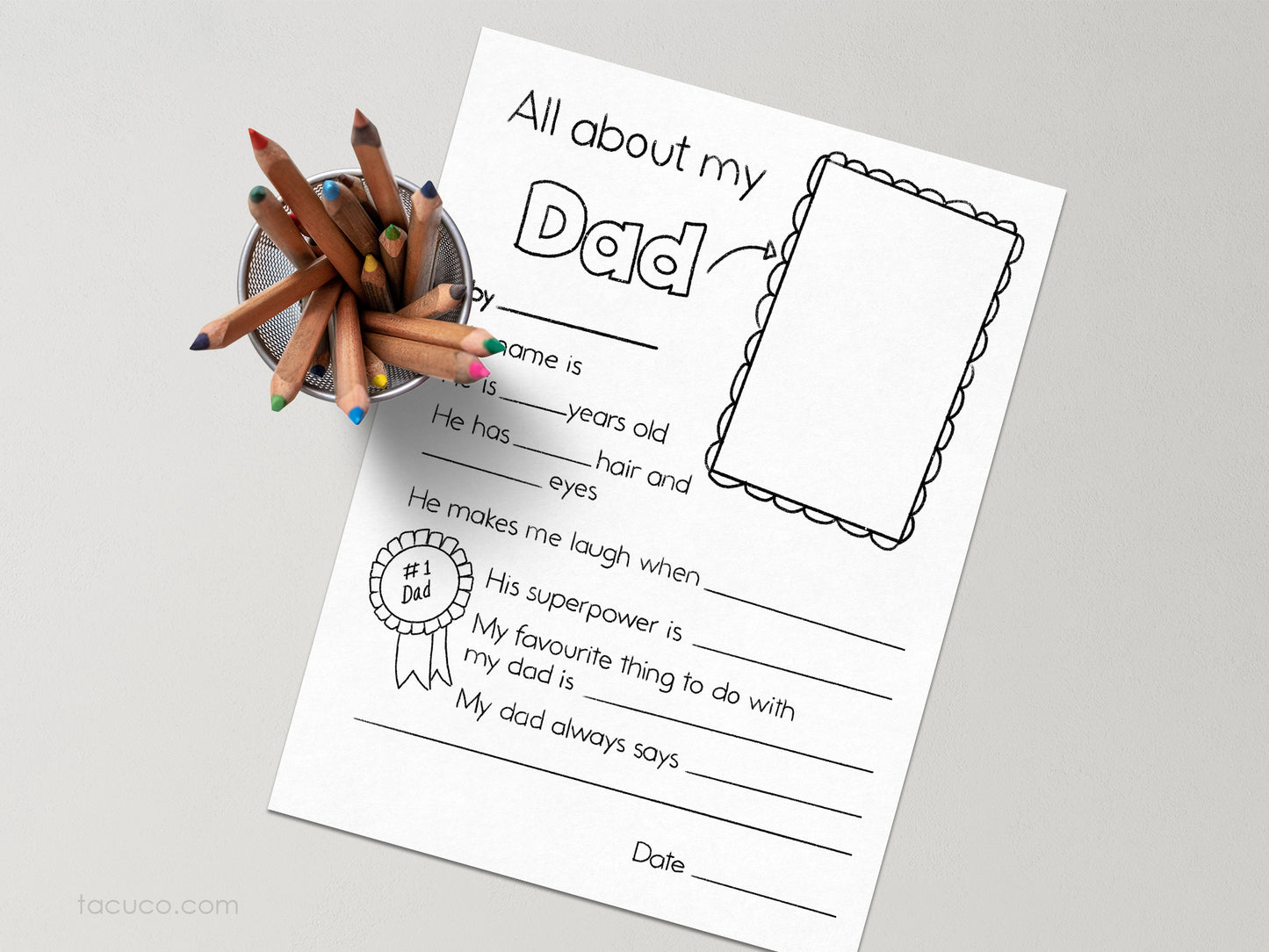 All about my dad Printable Tacucokids