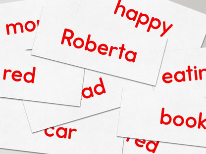 Red Word cards - Glenn Doman Tacucokids