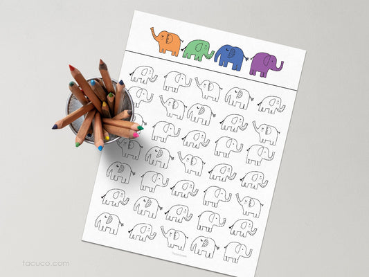 Find and color - elephant Tacucokids